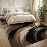 Abstract Brown Swirl Washable Area Rug