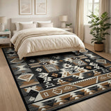 Bold Southwestern Geometric Area Rug Black Tan Grey
