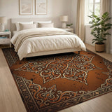 Traditional Persian Ornate Brown Traditional Persian Area Rug