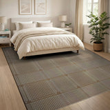 Brown and Tan Rustic Brown Tan Checkered Woven Area Rug