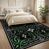 Green Ornate Green Floral Vine Area Rug