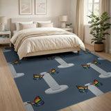 Rainbow Butterfly Blue Area Rug