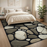 Coastal Beach Grey Grey Pebble Mosaic Area Rug