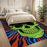 Psychedelic Green Skull Area Rug