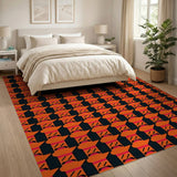 Bold Orange Black Geometric Modern Rug