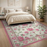 Peony Floral Vintage Pink Peony Floral Vintage Area Rug