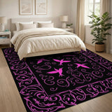 Pink Hummingbird Ornate Swirl Area Rug