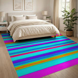Multi-color and Patterns Vibrant Multi-Color Horizontal Stripe Rug