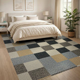 Neutral Patchwork Geometric Area Rug
