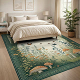 Enchanted Forest Butterflies Mushrooms Area Rug