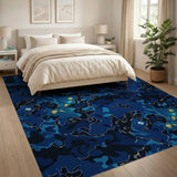 Navy Blue Camo Abstract Area Rug
