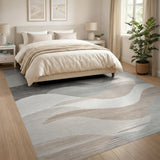 Abstract Layered Waves Neutral Area Rug
