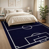 Navy Blue Soccer Field Area Rug
