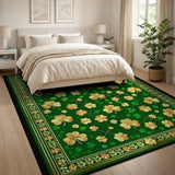 Golden Shamrock Emerald Green Floral Vintage Area Rug