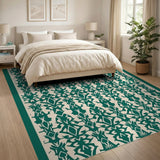 Emerald Green Intricate Floral Cutout Area Rug