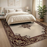 Ornate Traditional Persian Area Rug in Beige and Gold