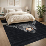 Shaggy Highland Cow Head Area Rug