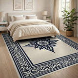 Ornate Navy Mandala Persian Area Rug