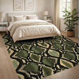 Emerald Snake Scale Geometric Area Rug