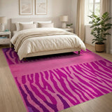 Pink Vibrant Pink Zebra Stripe Area Rug
