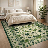 Green Green Shamrock Clover Area Rug