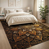 Ornate Gold Mandala Persian Gold and Silver Area Rug