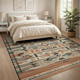 Orange Orange Southwestern Geometric Area Rug