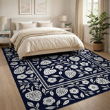 Navy Strawberry Fruit Pattern Area Rug