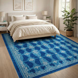 Indigo Blue Geometric Heritage Rug