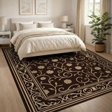 Ornate Gold Rose Vine Floral Rug