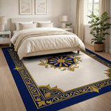 Ornate Navy and Gold Medallion Area Rug