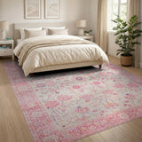 Blush Pink Floral Cream Area Rug