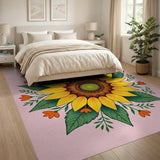 Multi-color and Patterns Radiant Sunflower Mandala Area Rug