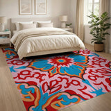 Vibrant Pink Persian Floral Mandala Rug