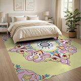 Whimsical Pink Unicorn Mandala Area Rug