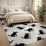 Playful Black Cats Cartoon Pattern Rug