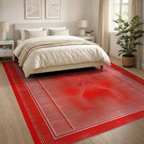 Bold Red Geometric Wave Area Rug