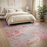Floral Vintage Pink Blush Pink Rose Floral Vintage Area Rug