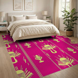 Vibrant Pink Art Deco Fan Motif Area Rug