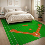 Kids Cartoon Baseball Field Green Area Rug