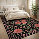 Luxe Pink Rose Floral Area Rug