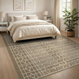Tan Geometric Diamond Woven Area Rug