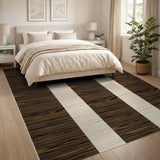 Brown Ivory Zebra Texture Striped Area Rug