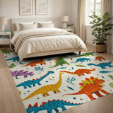 ODIKA Colorful Dinosaur Kids Area Rug, Washable Non-Slip Nursery Play Mat
