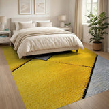 Vibrant Yellow Geometric Block Area Rug
