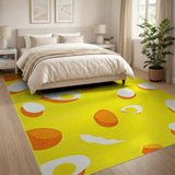 Yellow Sunny Fried Eggs Yellow Area Rug