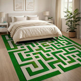 Green Maze Labyrinth Geometric Area Rug