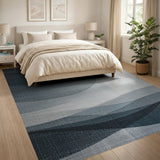Abstract Blue Wave Landscape Rug