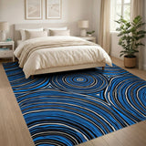 Blue Concentric Circles Heritage Tribal Rug