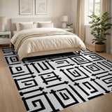 Abstract Bold Black White Geometric Abstract Area Rug
